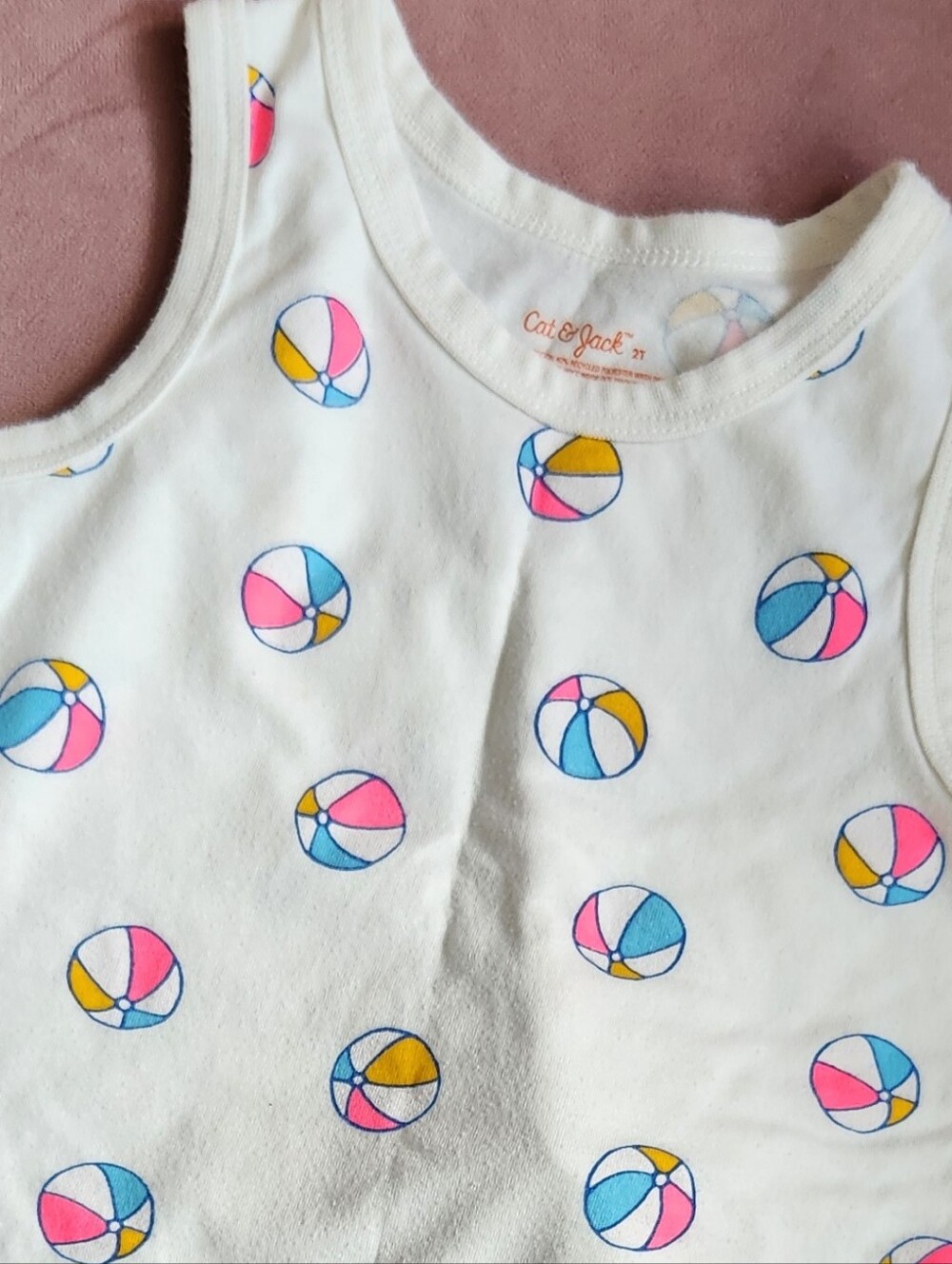 Cat & Jack Beach Ball Tank, Carter's Blue Striped Pants & Treasure Map Shorts